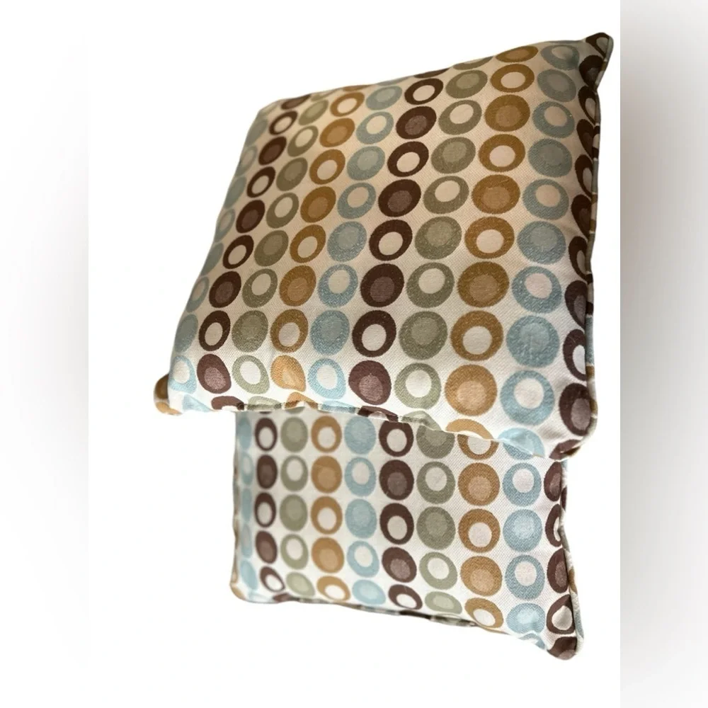 Pair of Multicolor Circle Print Throw Pillows Square‎ Indoor